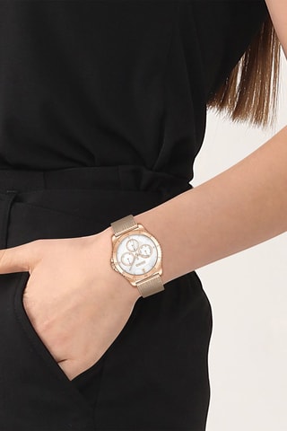 Stalen Quartz Horloge - Roségoudkleurig en Wit