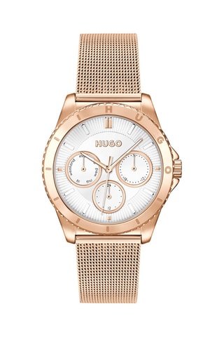 Stalen Quartz Horloge - Roségoudkleurig en Wit