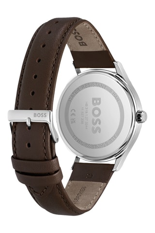 Kalfsleren Quartz Horloge - Bruin en Zilverkleurig