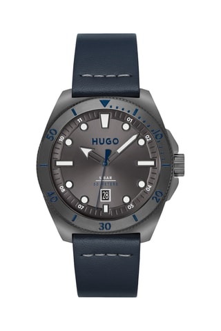 Leren Quartz Horloge - Blauw en Grijs