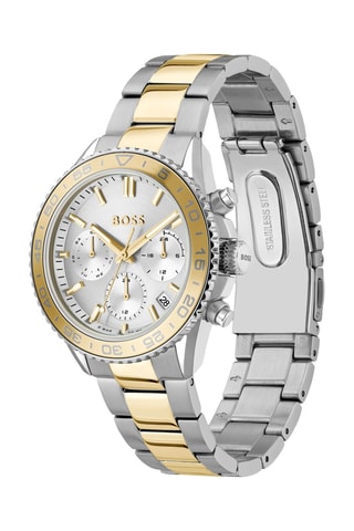 Stalen Doublé Goud Quartz Horloge - Chronograaf - Zilverkleurig en Goudkleurig