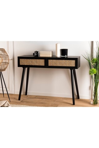 Console 2 tiroirs - Noir et naturel