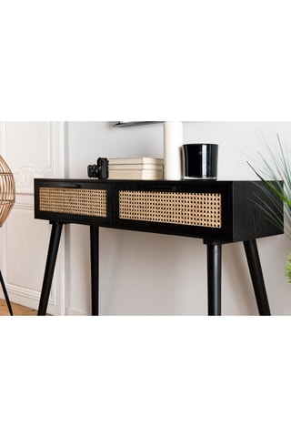 Console 2 tiroirs - Noir et naturel