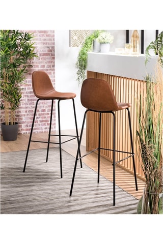 2 tabourets de bar - Marron et noir
