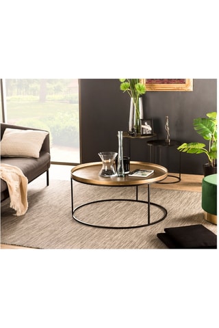 Table basse ronde - Doré et noir