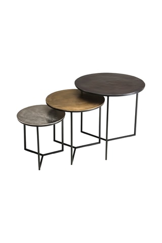 3 tables basses gigognes - Doré, noir et gris