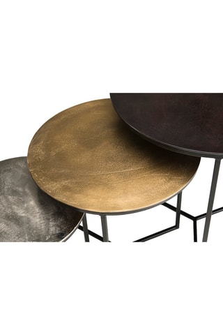 3 tables basses gigognes - Doré, noir et gris