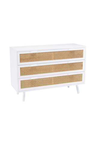 Commode 3 tiroirs - Blanc et imitation bois