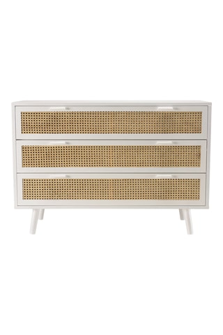 Commode 3 tiroirs - Blanc et imitation bois