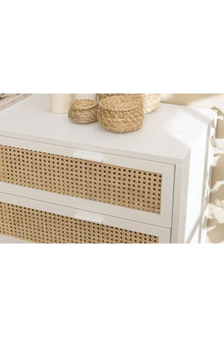 Commode 3 tiroirs - Blanc et imitation bois