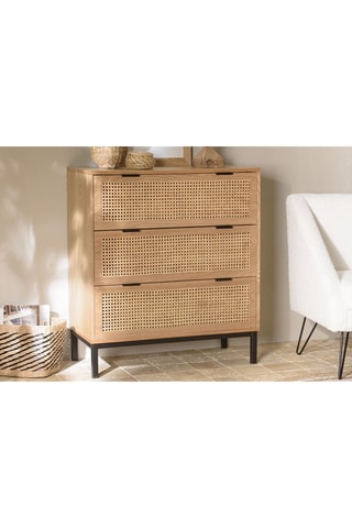 Commode 3 tiroirs - imitation bois et noir