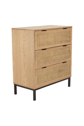 Commode 3 tiroirs - imitation bois et noir