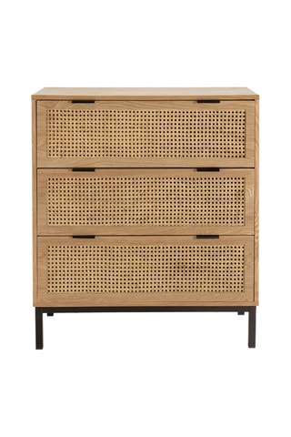 Commode 3 tiroirs - imitation bois et noir