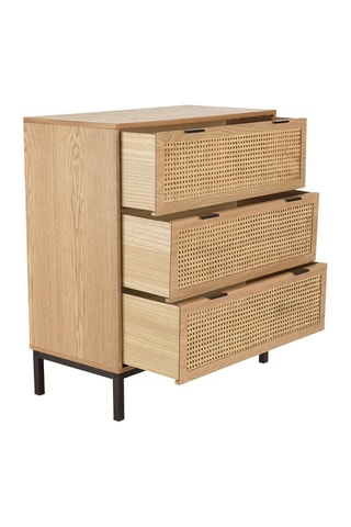 Commode 3 tiroirs - imitation bois et noir