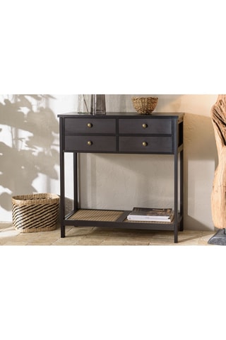 Console 4 tiroirs - Noir et naturel