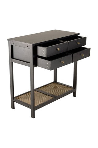 Console 4 tiroirs - Noir et naturel