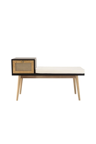 Banc 1 tiroir - Noir, blanc et naturel