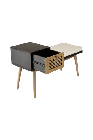 Banc 1 tiroir - Noir, blanc et naturel