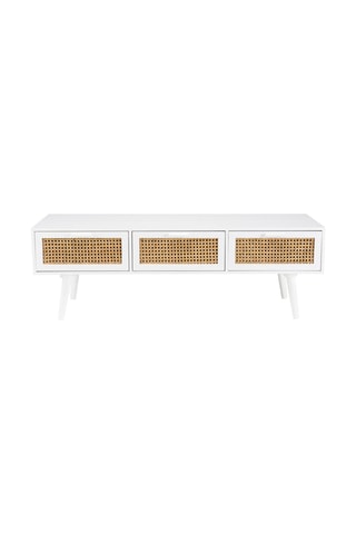 Meuble TV 3 tiroirs - Blanc et imitation bois