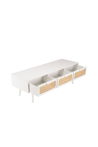 Meuble TV 3 tiroirs - Blanc et imitation bois