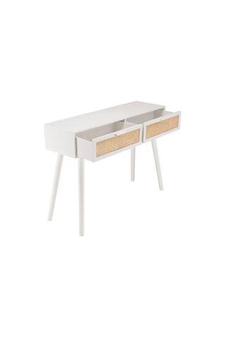 Console 2 tiroirs - Blanc et imitation bois