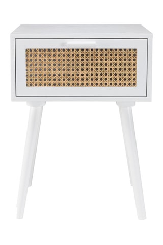 Table de chevet 1 tiroir - Blanc et imitation bois