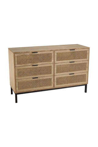 Commode 6 tiroirs - Imitation bois et noir