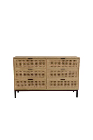 Commode 6 tiroirs - Imitation bois et noir