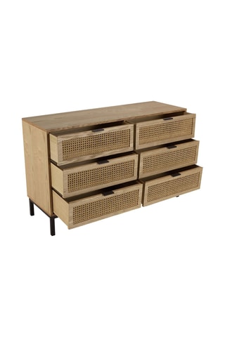 Commode 6 tiroirs - Imitation bois et noir