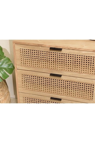Commode 6 tiroirs - Imitation bois et noir