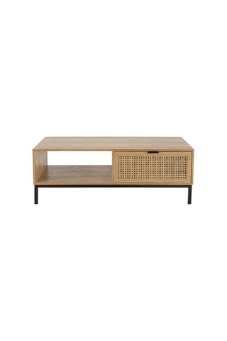 Table basse 1 tiroir - imitation bois et noir