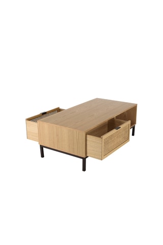 Table basse 1 tiroir - imitation bois et noir