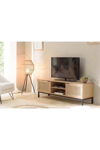 Meuble TV 2 portes - imitation bois et noir