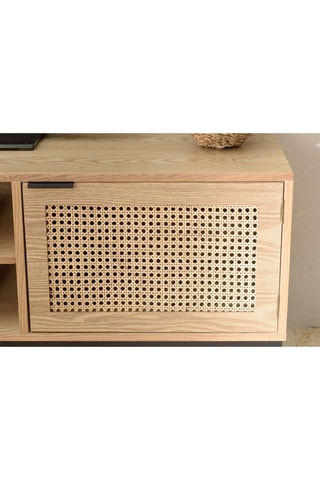 Meuble TV 2 portes - imitation bois et noir