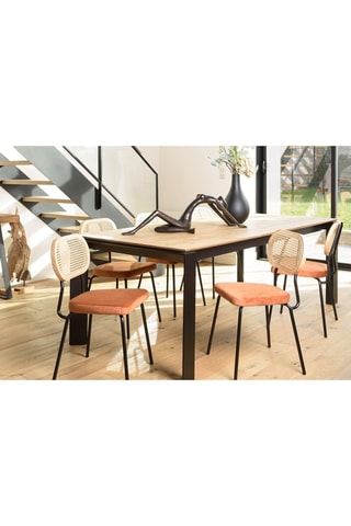 2 chaises Alma - Naturel, noir et orange