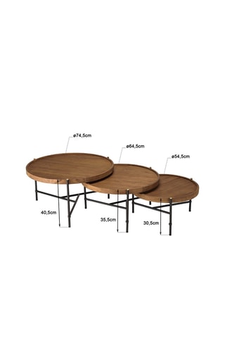 3 tables basses rondes Alida - Marron