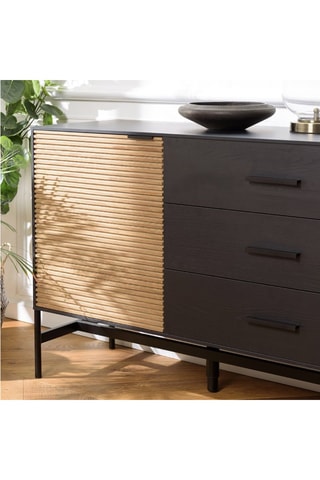 Buffet 2 portes 3 tiroirs Charlie - Naturel et noir