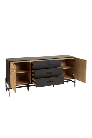 Buffet 2 portes 3 tiroirs Charlie - Naturel et noir