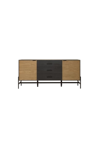 Buffet 2 portes 3 tiroirs Charlie - Naturel et noir