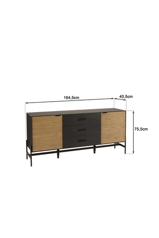 Buffet 2 portes 3 tiroirs Charlie - Naturel et noir