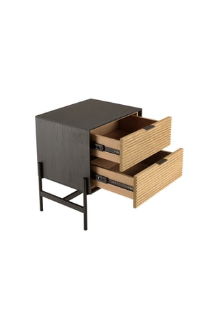 Table de chevet 2 tiroirs Charlie - Naturel et noir