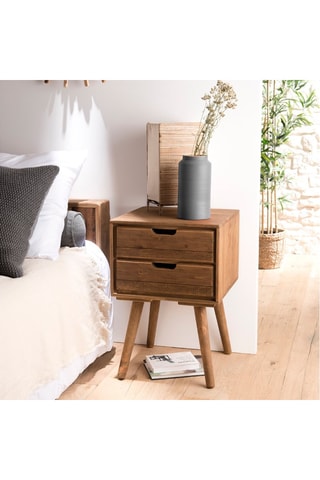 Table de chevet 2 tiroirs Andy - Naturel