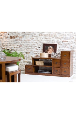 Meuble TV 6 tiroirs Lauren - Naturel