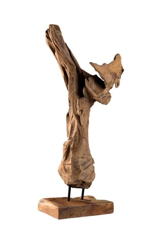 Sculpture naturel abstraite en teck Clara - Naturel