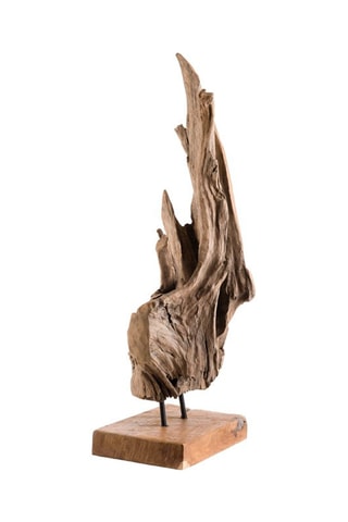 Sculpture naturel abstraite en teck Clara - Naturel