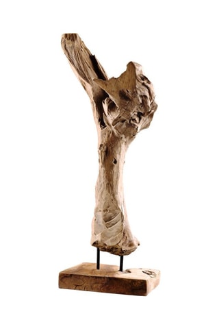 Sculpture naturel abstraite en teck Clara - Naturel