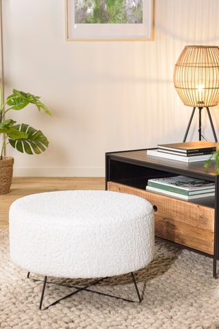 Pouf – Blanc - Tissu bouclette