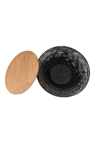 Table basse en rotin et teck recyclé Sixtine - 66 x 32 x 66 cm