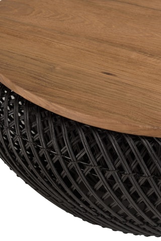 Table basse en rotin et teck recyclé Sixtine - 66 x 32 x 66 cm