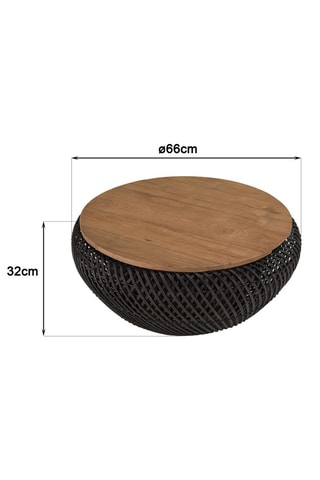 Table basse en rotin et teck recyclé Sixtine - 66 x 32 x 66 cm